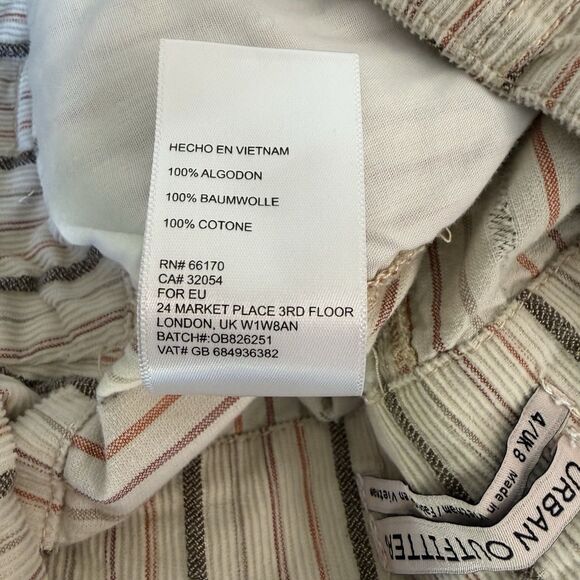 Urban Outfitters Size 4 Striped Corduroy Pleated Front High Rise Cropped Trouser - Picture 15 of 16